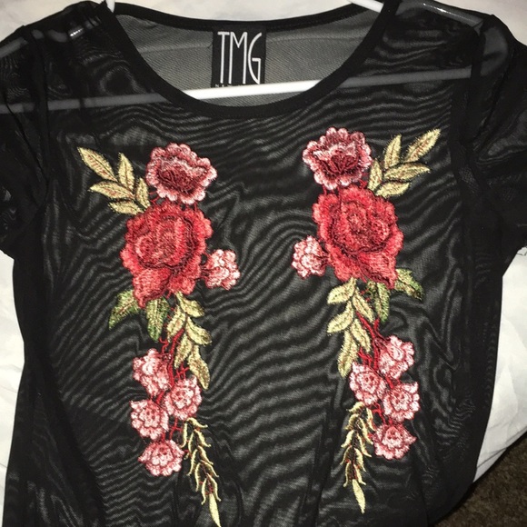 Black mesh rose dress , size s - Picture 3 of 5